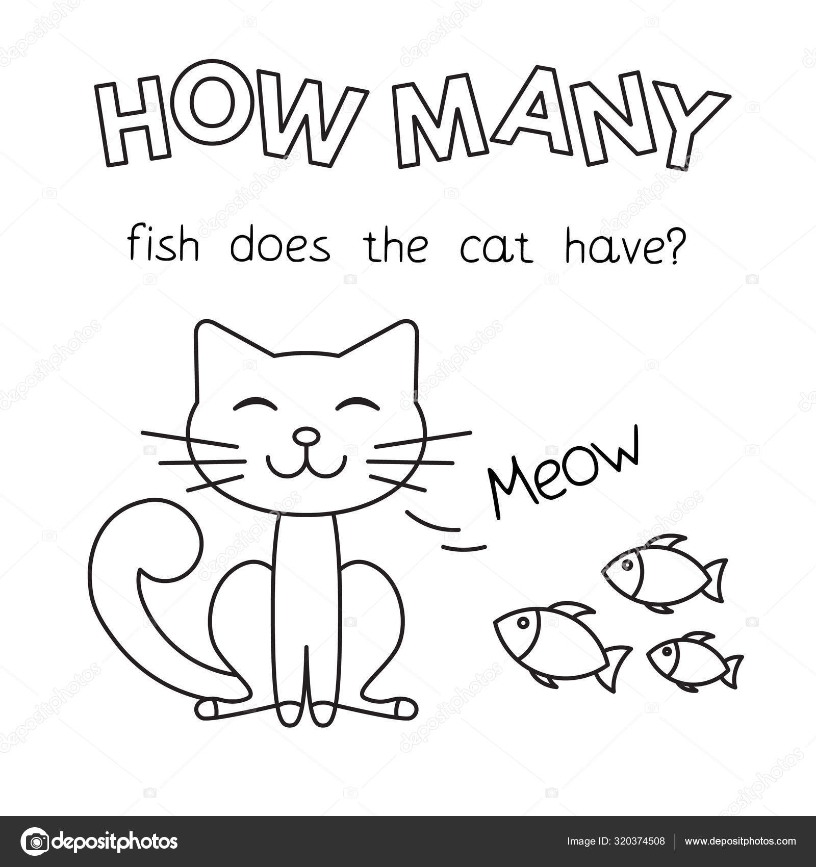 Desenhos animados Gato Jogo de contagem Livro para colorir imagem
